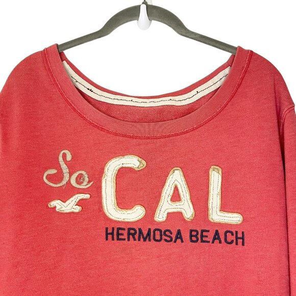 HOLLISTER SO Cal Hermosa Beach Sweatshirt Pink Pullover Pocket Y2K Logo Size M - Picture 2 of 7